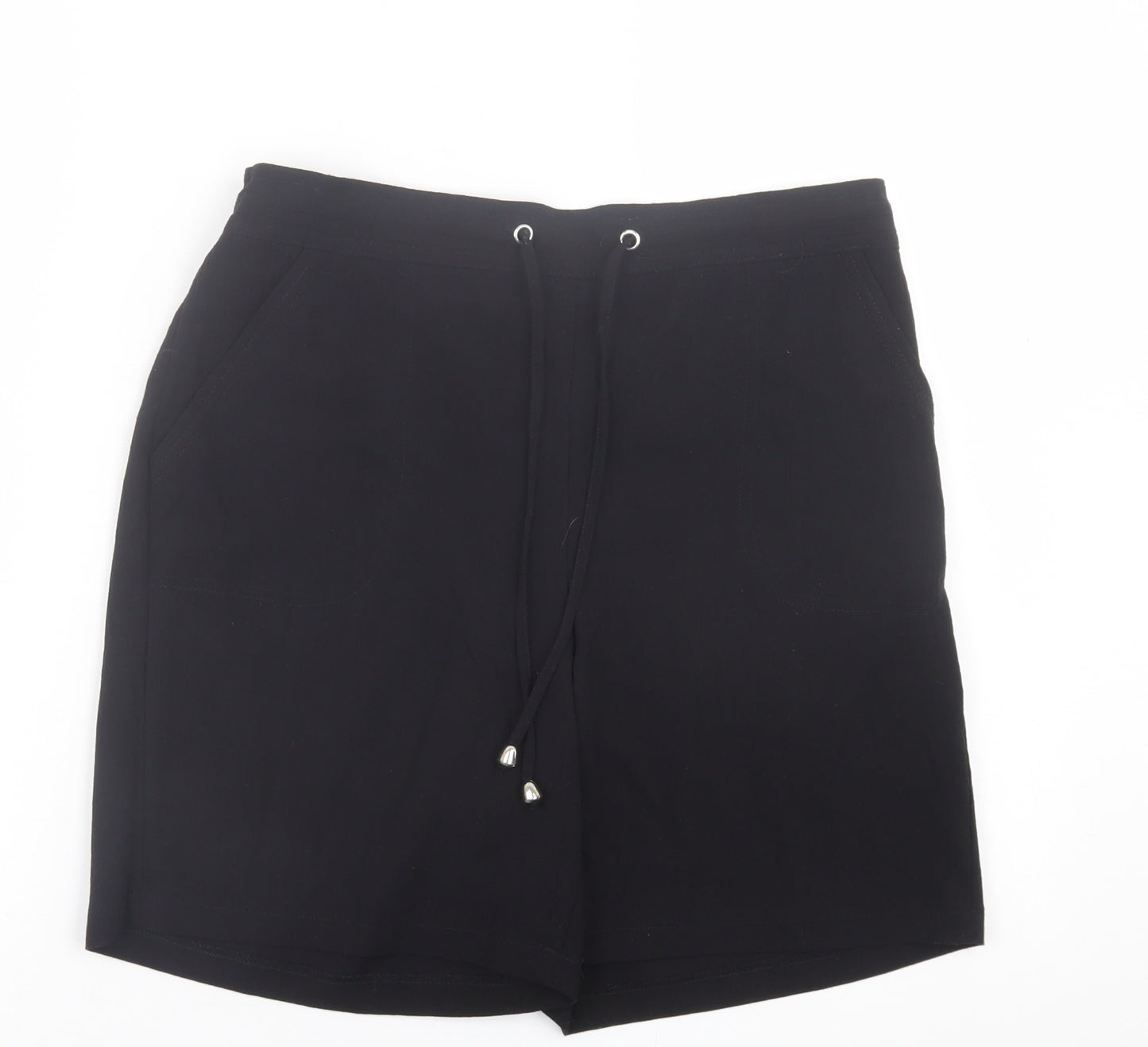 Papaya Womens Black  Polyester Bermuda Shorts Size 12 L7 in Regular Tie