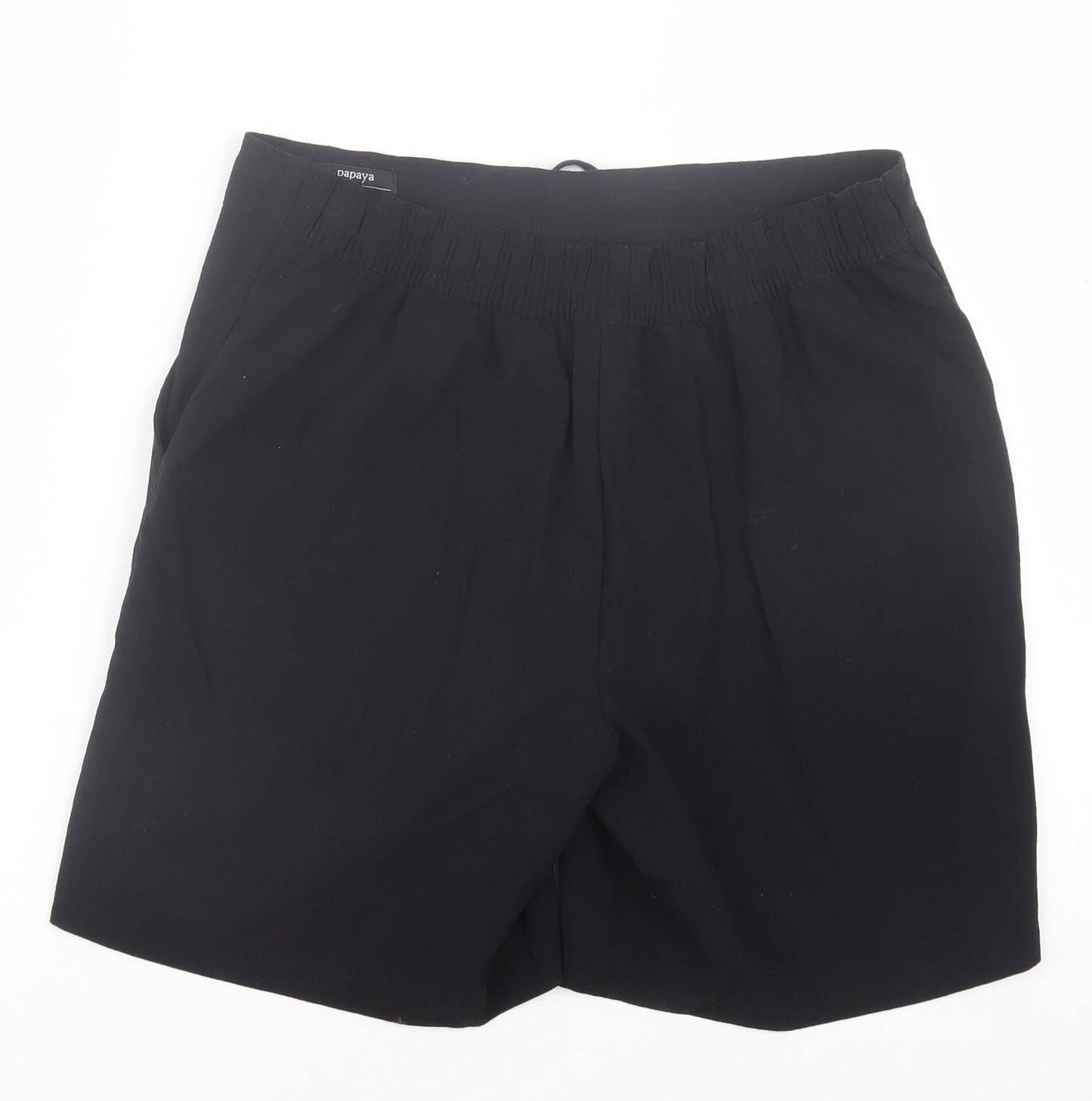 Papaya Womens Black  Polyester Bermuda Shorts Size 12 L7 in Regular Tie
