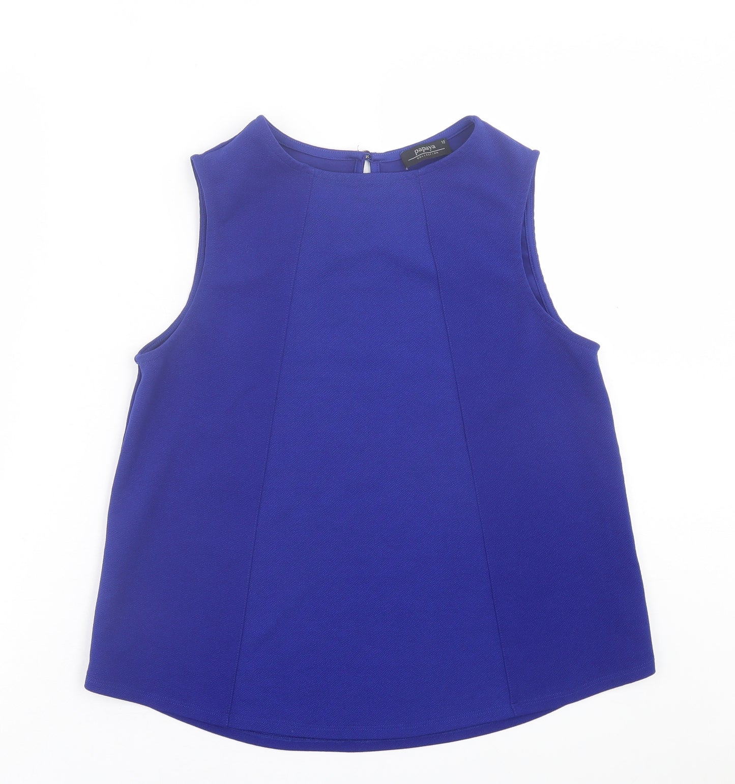 Papaya Womens Blue  Polyester Basic Tank Size 12 Crew Neck