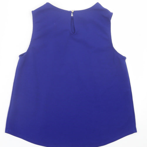 Papaya Womens Blue  Polyester Basic Tank Size 12 Crew Neck