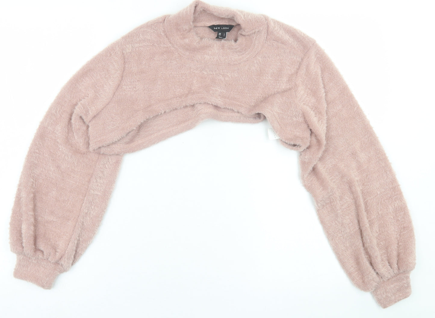 New Look Womens Pink Crew Neck  Polyester Pullover Jumper Size L   - extra cropped
