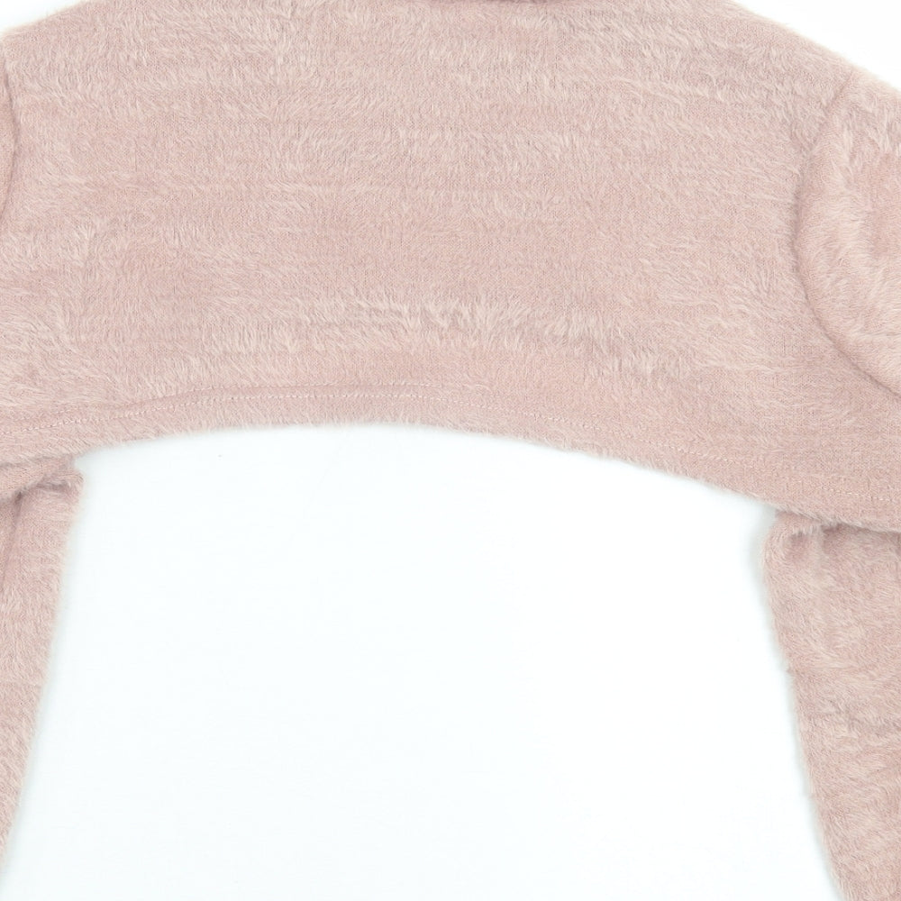 New Look Womens Pink Crew Neck  Polyester Pullover Jumper Size L   - extra cropped