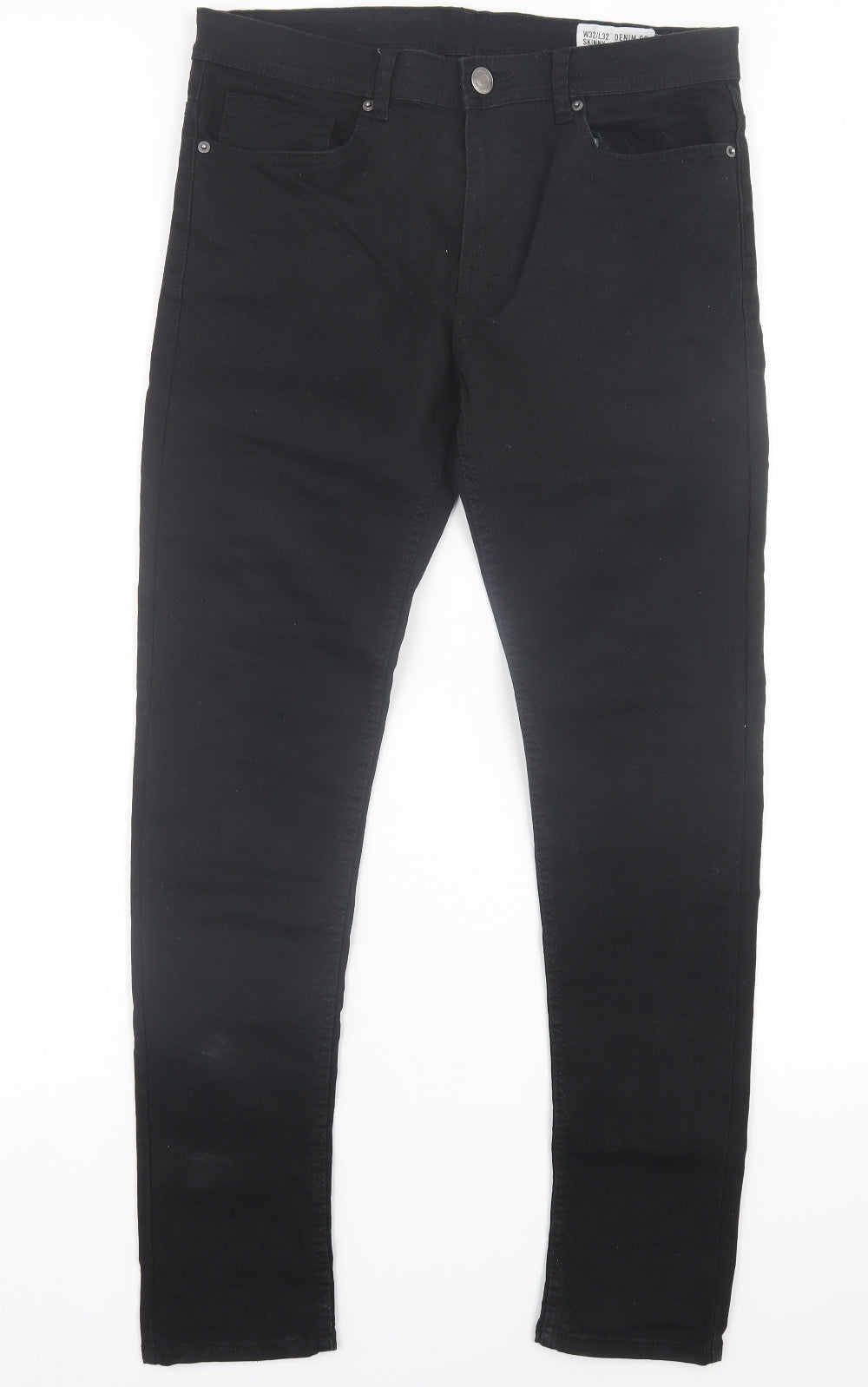 Denim & Co. Mens Black  Cotton Straight Jeans Size 32 in L32 in Regular Button