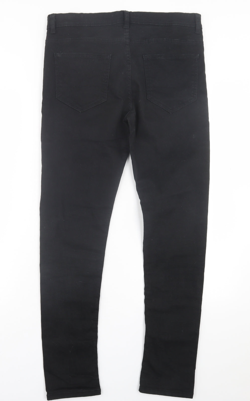 Denim & Co. Mens Black  Cotton Straight Jeans Size 32 in L32 in Regular Button