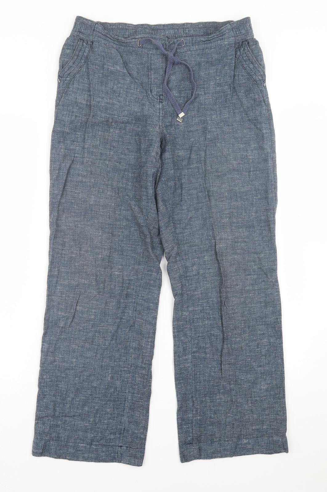 George Womens Blue  Linen Trousers  Size 10 L28 in Regular Tie