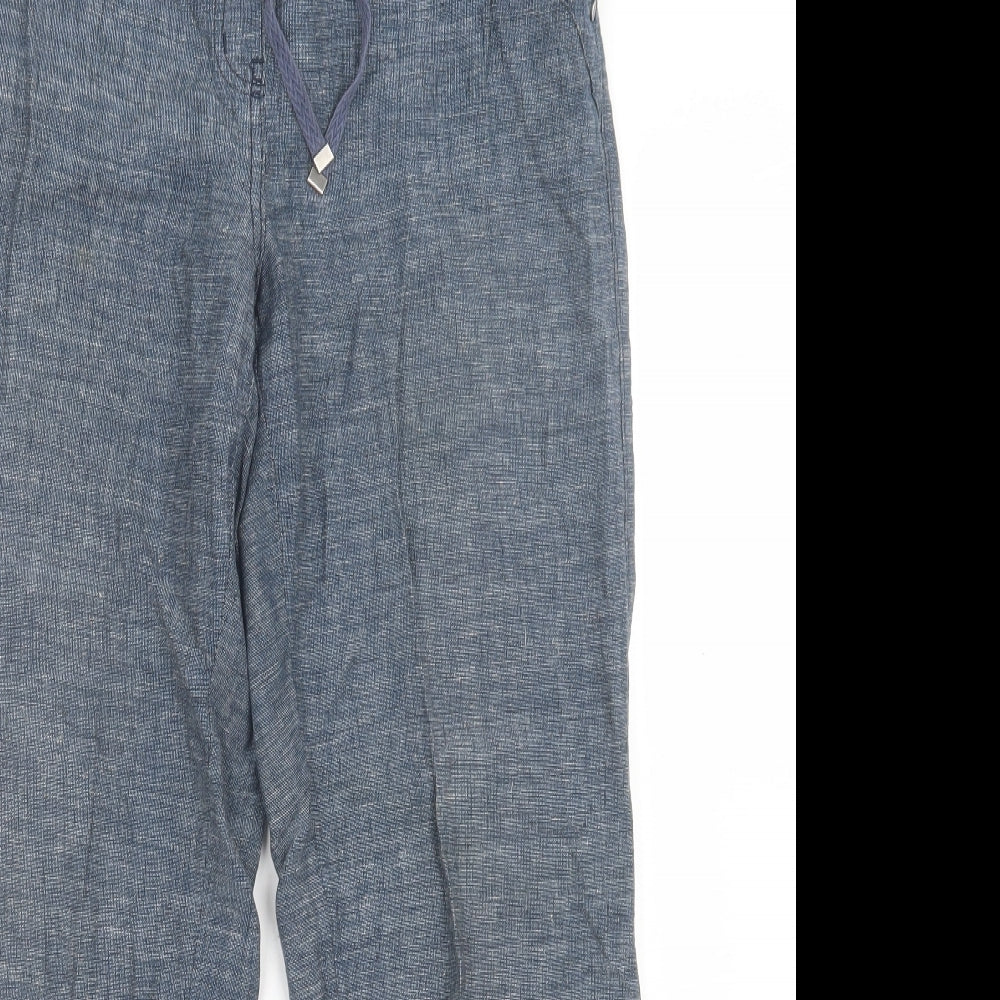 George Womens Blue  Linen Trousers  Size 10 L28 in Regular Tie