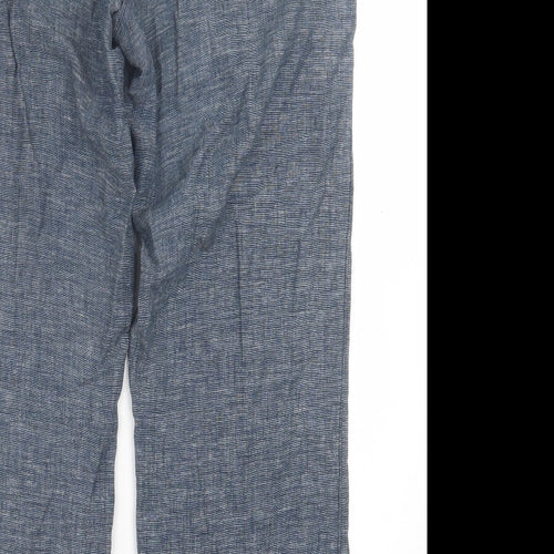 George Womens Blue  Linen Trousers  Size 10 L28 in Regular Tie