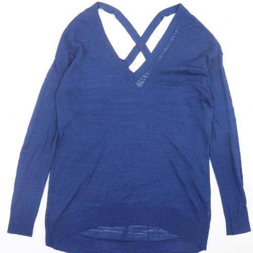 River Island Womens Blue V-Neck  Polyester Pullover Jumper Size 10