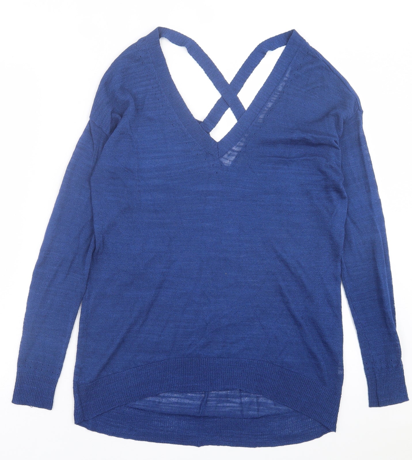 River Island Womens Blue V-Neck  Polyester Pullover Jumper Size 10