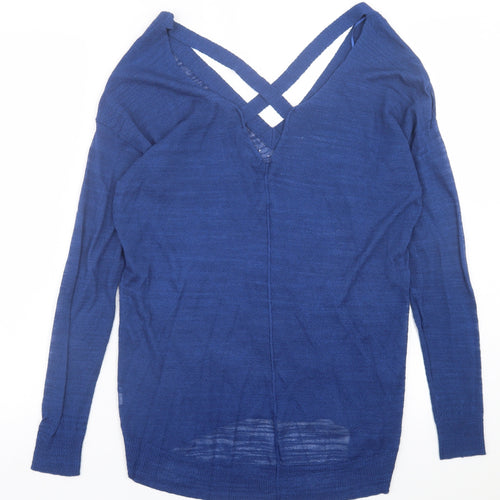 River Island Womens Blue V-Neck  Polyester Pullover Jumper Size 10