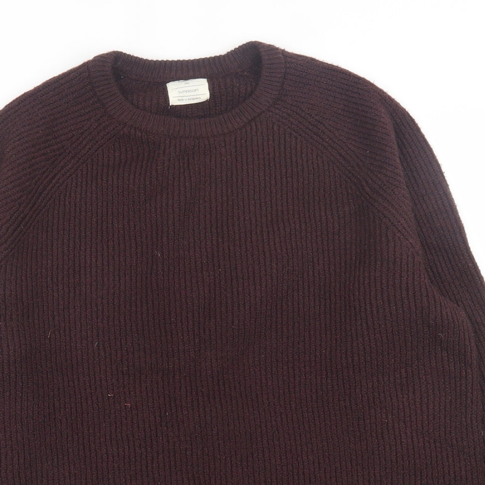 Marks and Spencer Mens Red Crew Neck  Polyamide Pullover Jumper Size XL