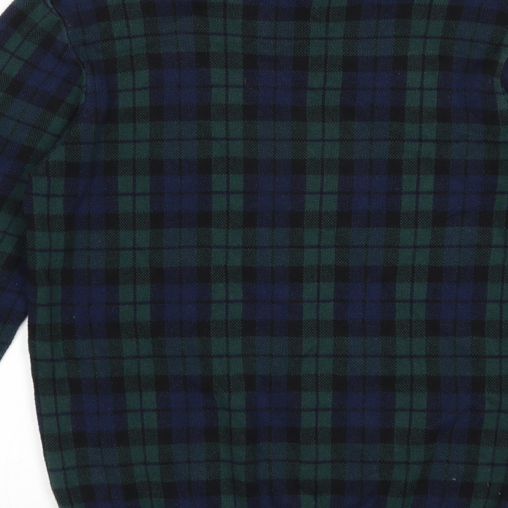 Primark Mens Green Crew Neck Plaid Cotton Pullover Jumper Size M