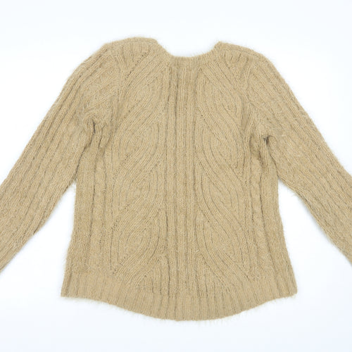 Marks and Spencer Womens Beige V-Neck  Polyester Pullover Jumper Size M