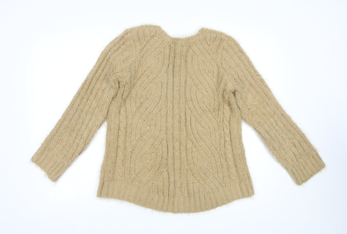 Marks and Spencer Womens Beige V-Neck  Polyester Pullover Jumper Size M