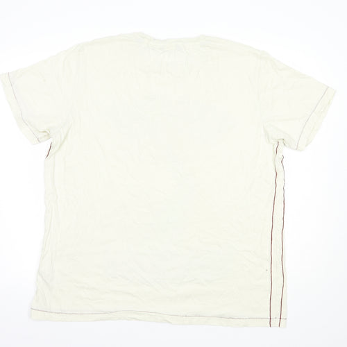 Dunnes Stores Mens Ivory  Cotton  T-Shirt Size XL Crew Neck  - Woodstock