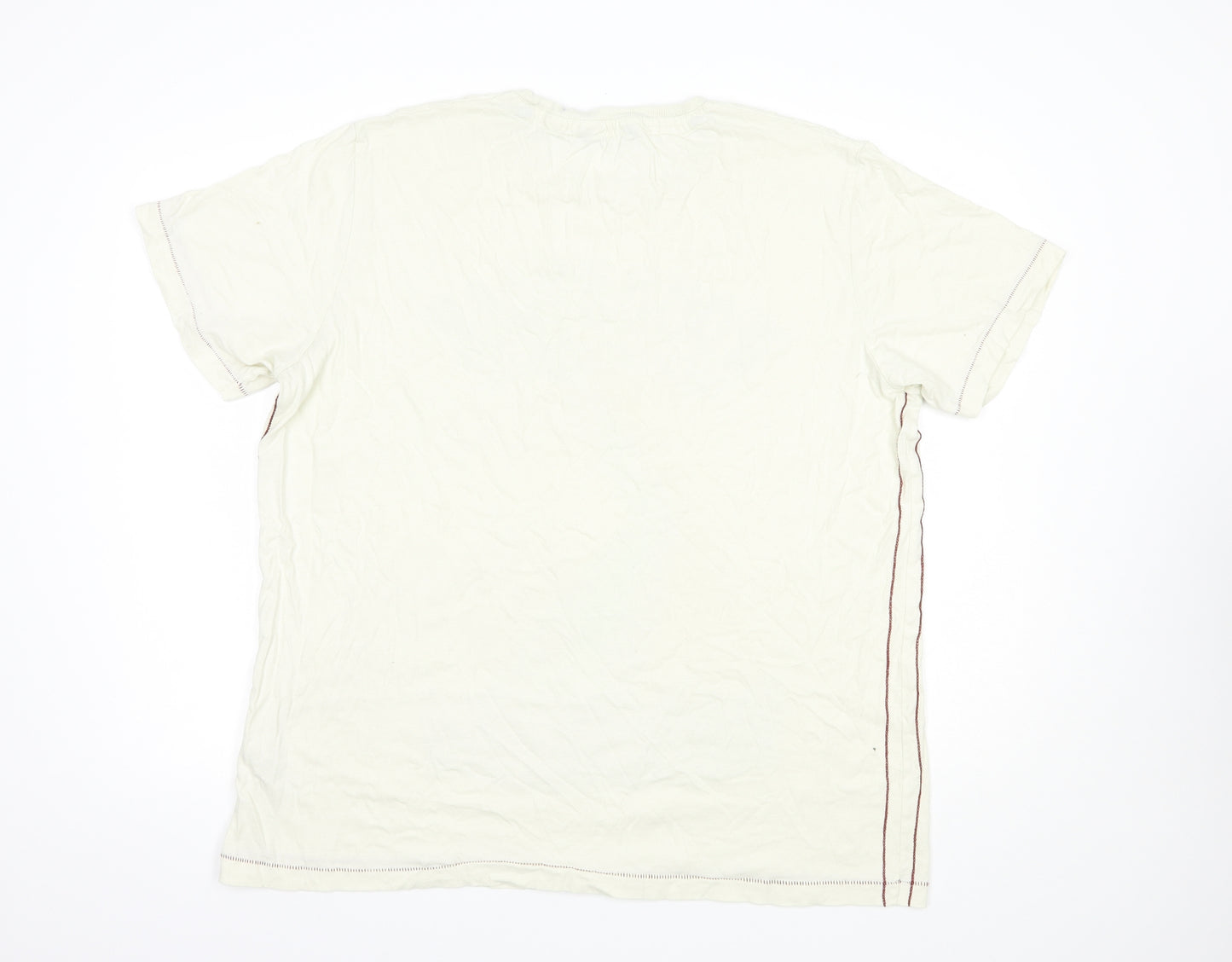 Dunnes Stores Mens Ivory  Cotton  T-Shirt Size XL Crew Neck  - Woodstock