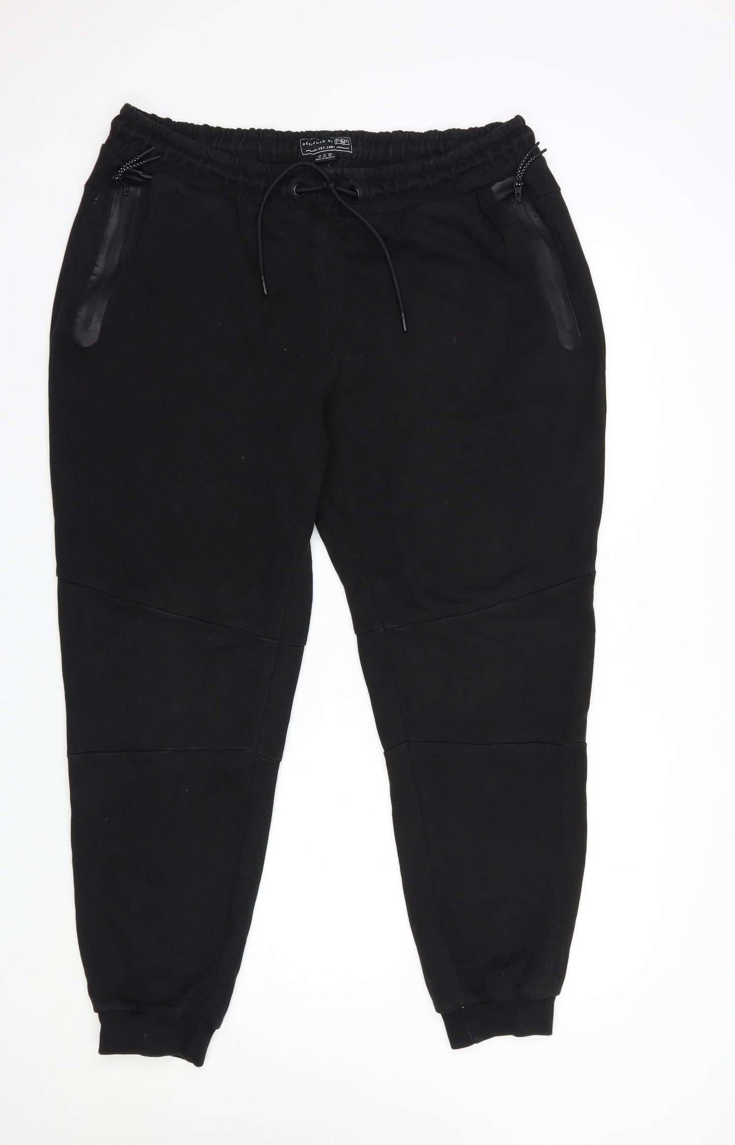 F&F Mens Black  Cotton Jogger Trousers Size 2XL L29 in Regular Drawstring