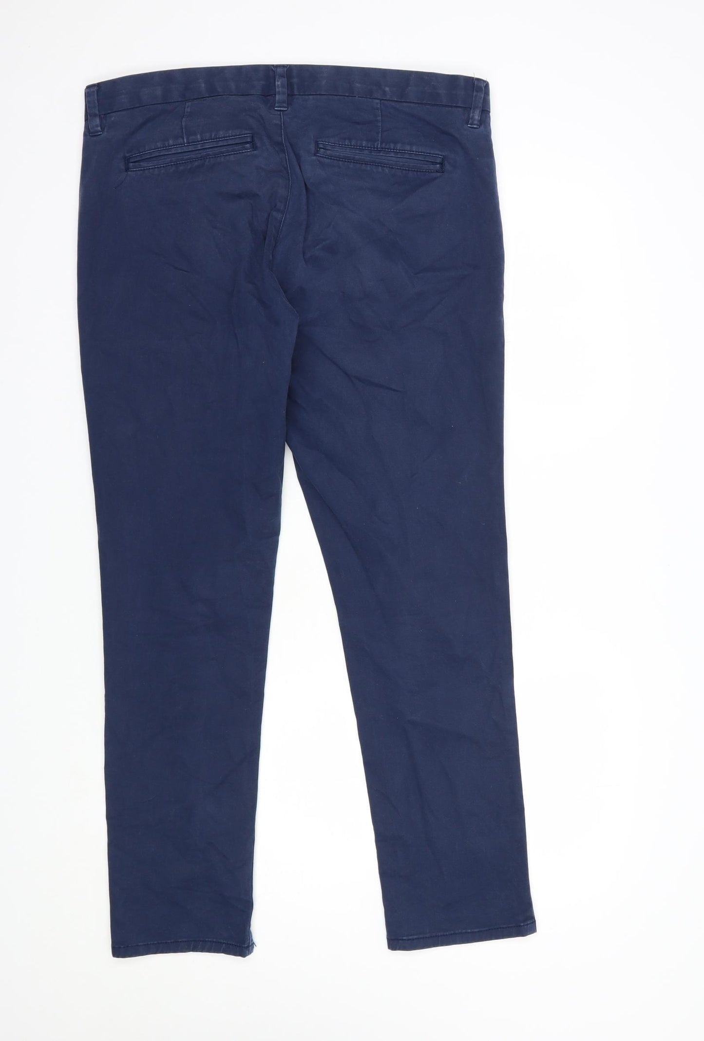 NEXT Mens Blue  Cotton Chino Trousers Size 34 in L29 in Regular Button