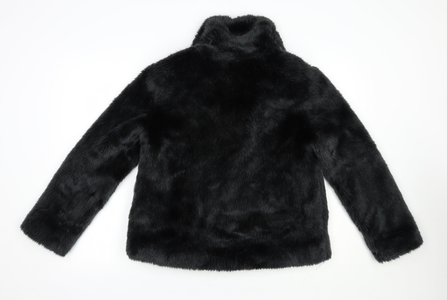 Quiz Womens Black   Jacket  Size 8  Hook & Eye - Faux Fur