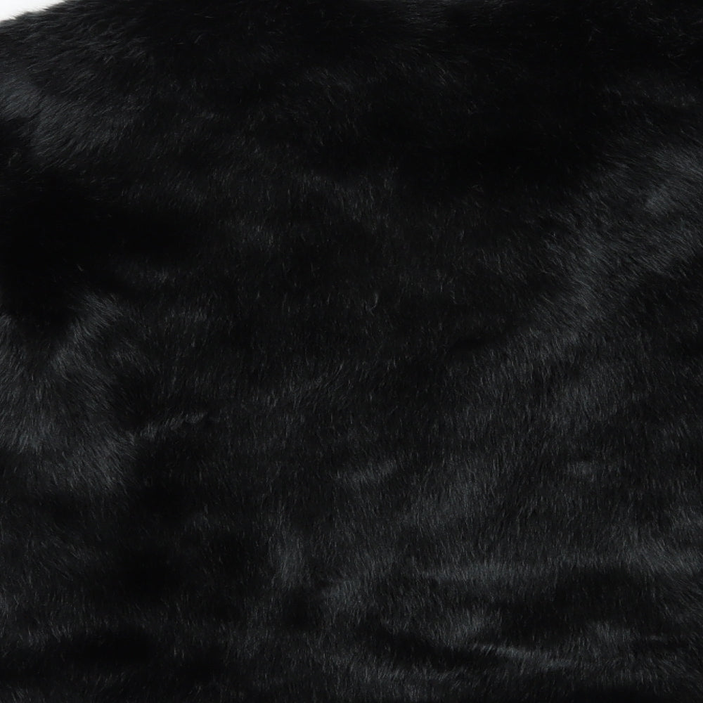 Quiz Womens Black   Jacket  Size 8  Hook & Eye - Faux Fur