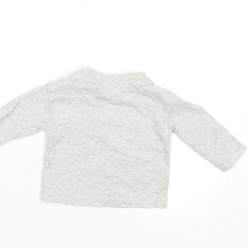 Mini Club Baby Grey  Cotton Pullover T-Shirt Size 0-3 Months Crew Neck Snap - Dino