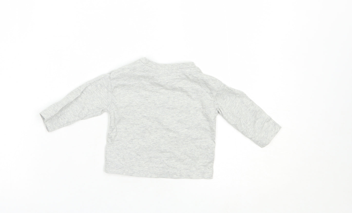 Mini Club Baby Grey  Cotton Pullover T-Shirt Size 0-3 Months Crew Neck Snap - Dino