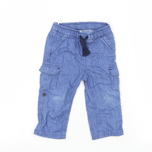 Baby Club Baby Blue  Cotton Jogger Jeans Size 12 Months  Drawstring