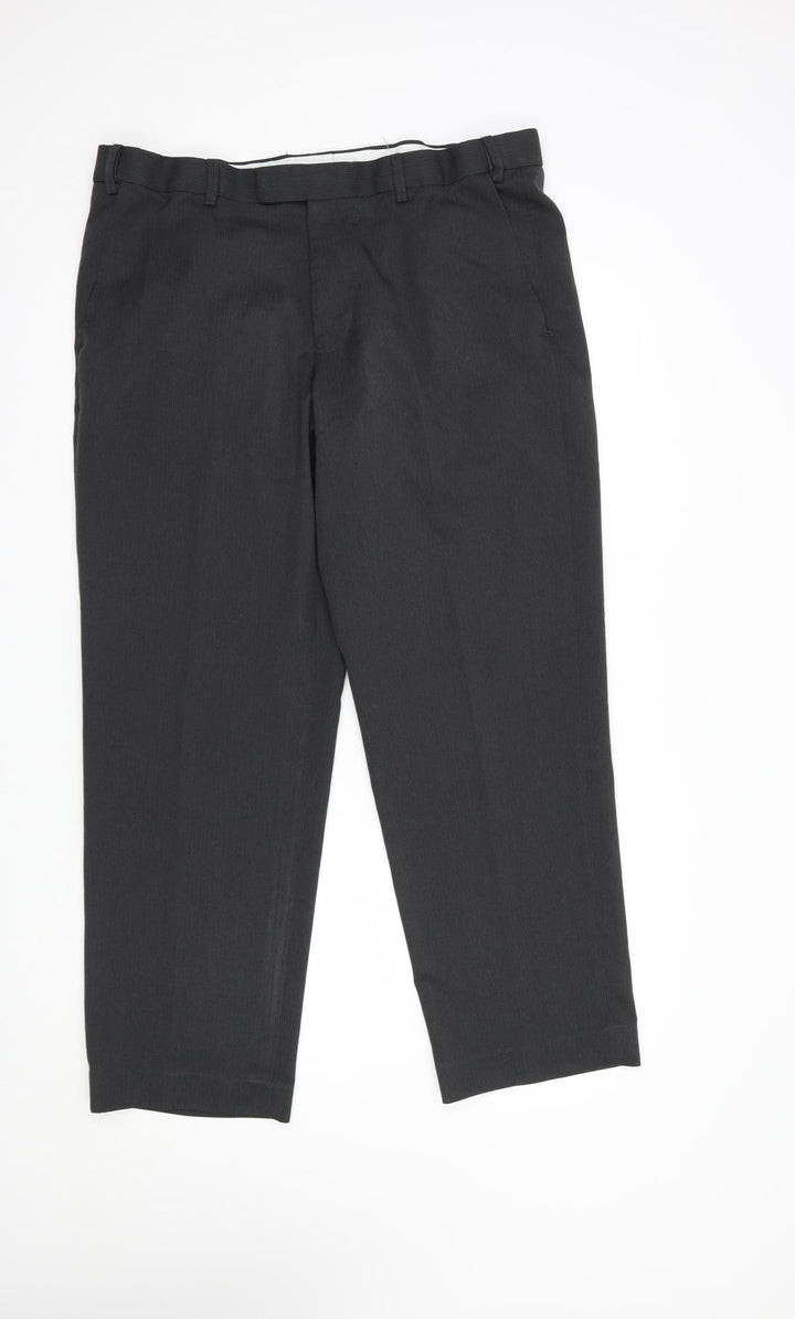 Dunnes Stores Mens Grey Polyester Dress Pants Trousers Size 36 in L29 in Regular Hook & Eye