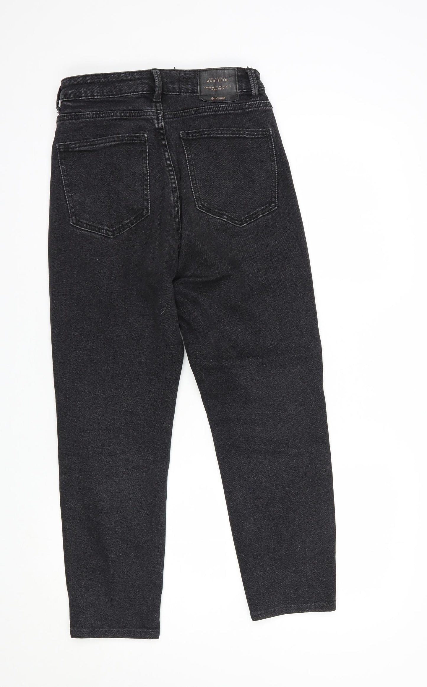 Stradivarius Womens Black  Cotton Mom Jeans Size 8 L26 in Regular Button