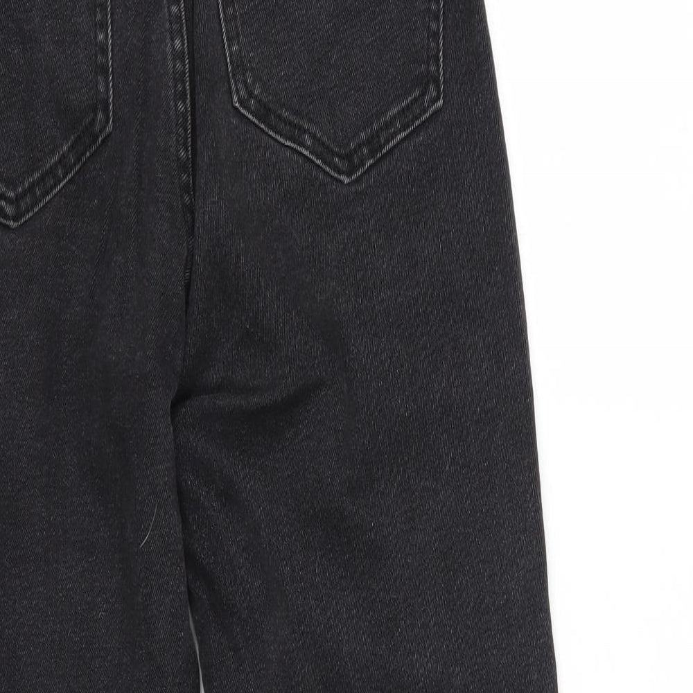 Stradivarius Womens Black  Cotton Mom Jeans Size 8 L26 in Regular Button