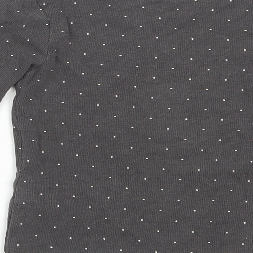 Dunnes Stores Girls Grey Polka Dot Cotton Pullover T-Shirt Size 3-4 Years Crew Neck Pullover