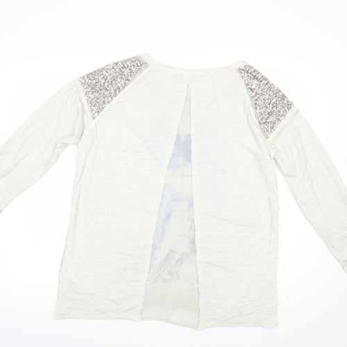 Geisha Womens Grey  Polyester Basic Blouse Size M Boat Neck