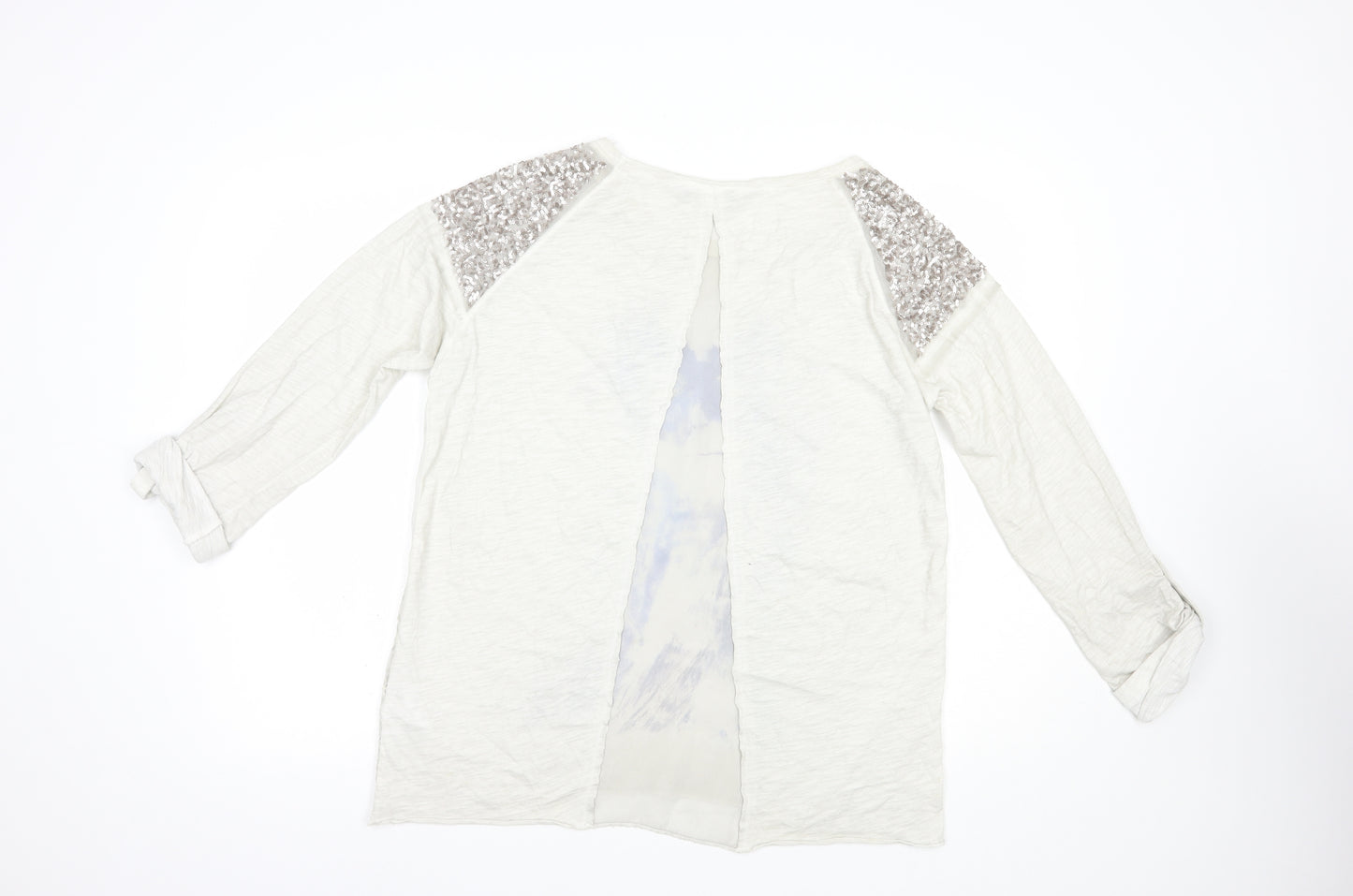 Geisha Womens Grey  Polyester Basic Blouse Size M Boat Neck