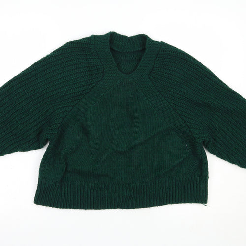 Topshop Womens Green Round Neck  Acrylic Pullover Jumper Size S