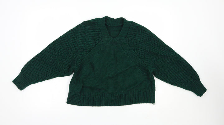 Topshop Womens Green Round Neck  Acrylic Pullover Jumper Size S