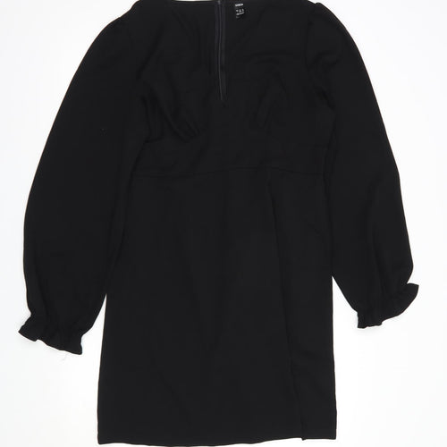 SheIn Womens Black  Polyester Fit & Flare  Size L  V-Neck Zip