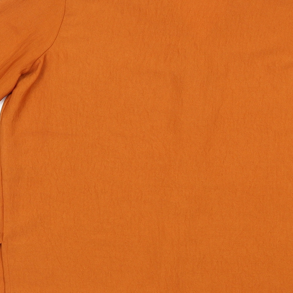 Papaya Womens Orange  Polyester Basic Button-Up Size 8 V-Neck