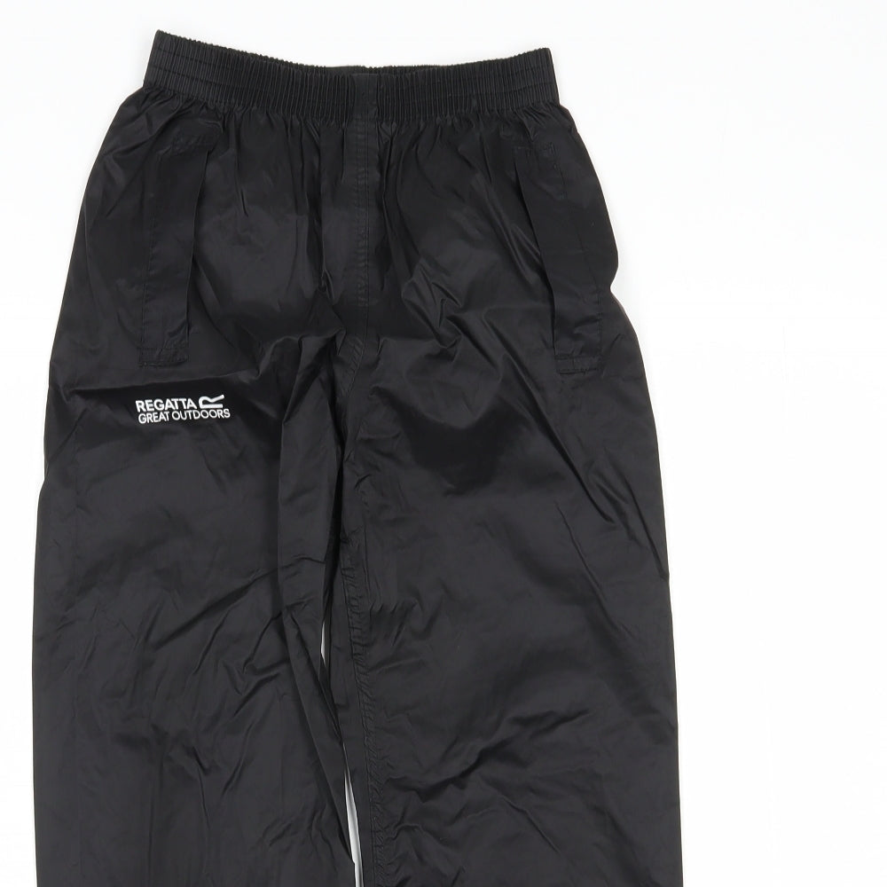 Regatta Boys Black  Polyester Rain Trousers Trousers Size 5-6 Years  Regular