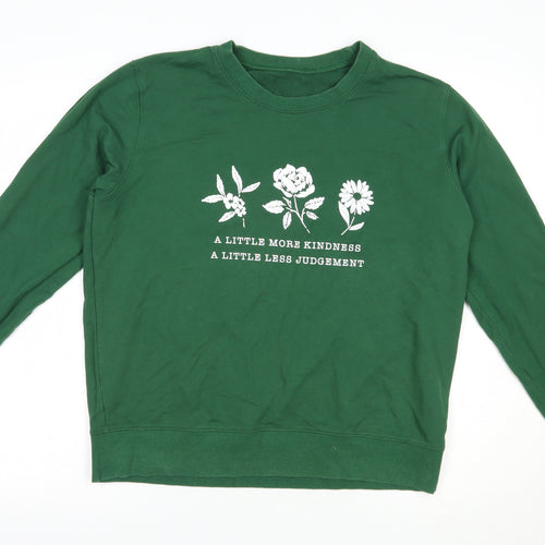 SheIn Womens Green  Cotton Pullover Sweatshirt Size M  Pullover - More Kindness