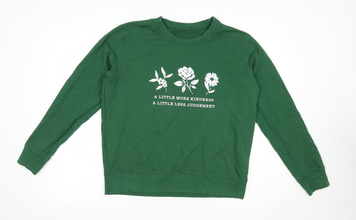 SheIn Womens Green  Cotton Pullover Sweatshirt Size M  Pullover - More Kindness