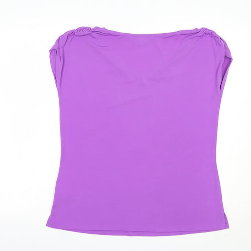 Michele Hope Womens Purple  Polyester Basic T-Shirt Size 14 V-Neck