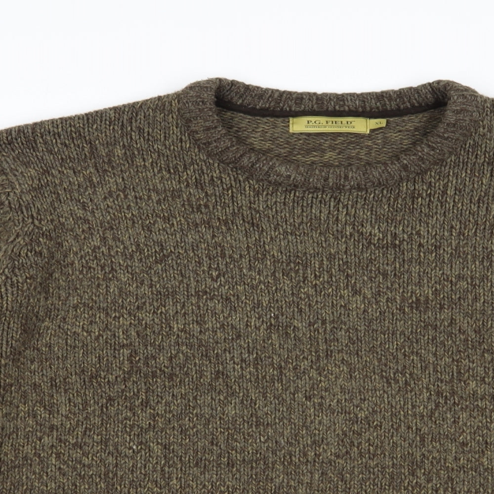 P.G. Field Mens Green Crew Neck  Acrylic Pullover Jumper Size XL
