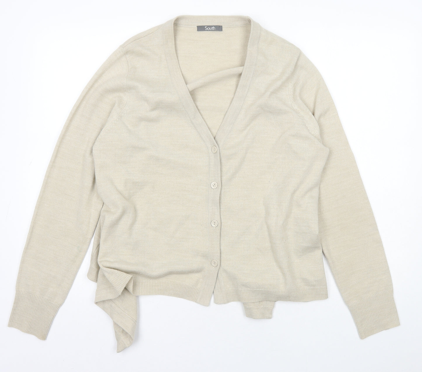 South Womens Beige V-Neck  Acrylic Cardigan Jumper Size 20