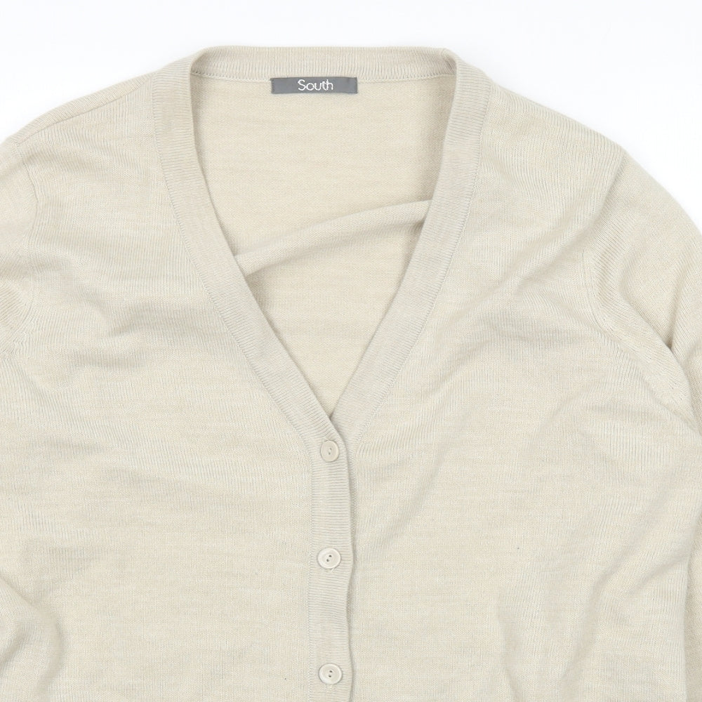 South Womens Beige V-Neck  Acrylic Cardigan Jumper Size 20