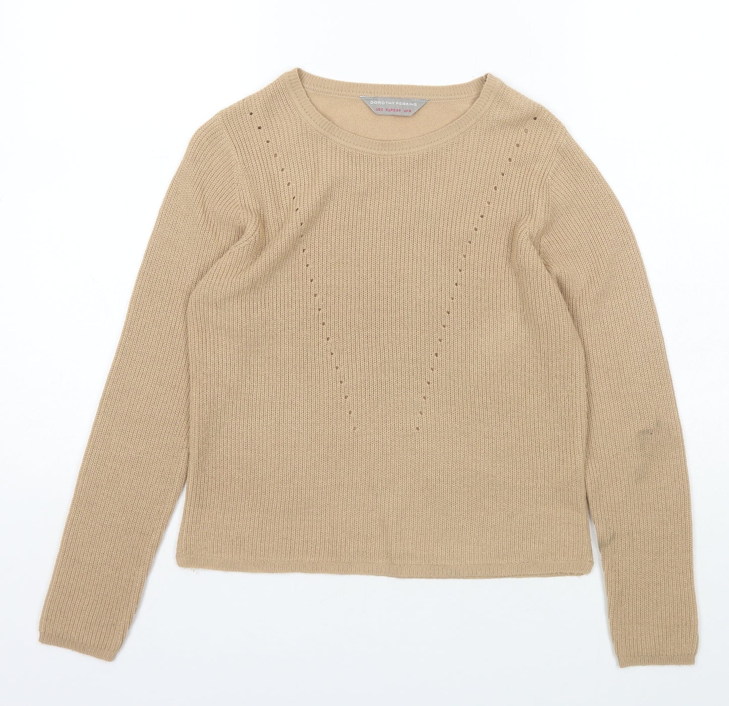 Dorothy Perkins Womens Brown Scoop Neck  Acrylic Pullover Jumper Size 6