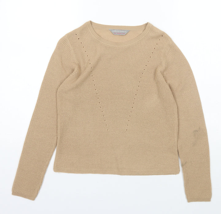 Dorothy Perkins Womens Brown Scoop Neck  Acrylic Pullover Jumper Size 6