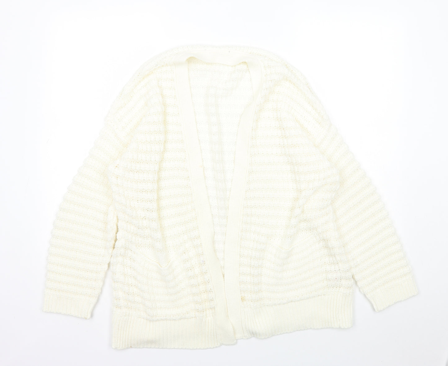 Atmosphere Womens Ivory V-Neck  Acrylic Cardigan Jumper Size 16