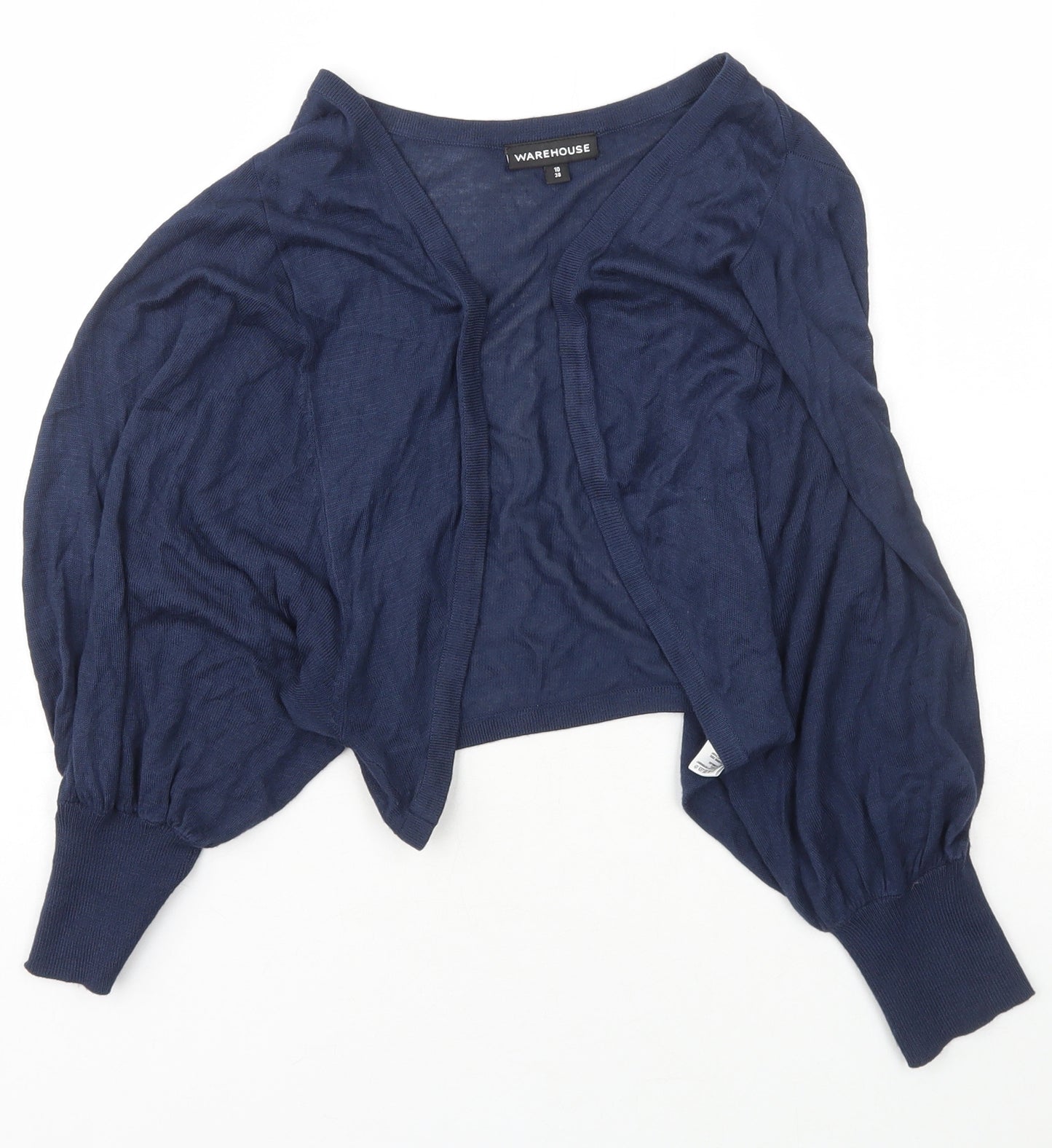 Warehouse Womens Blue Scoop Neck  Viscose Cardigan Jumper Size 10