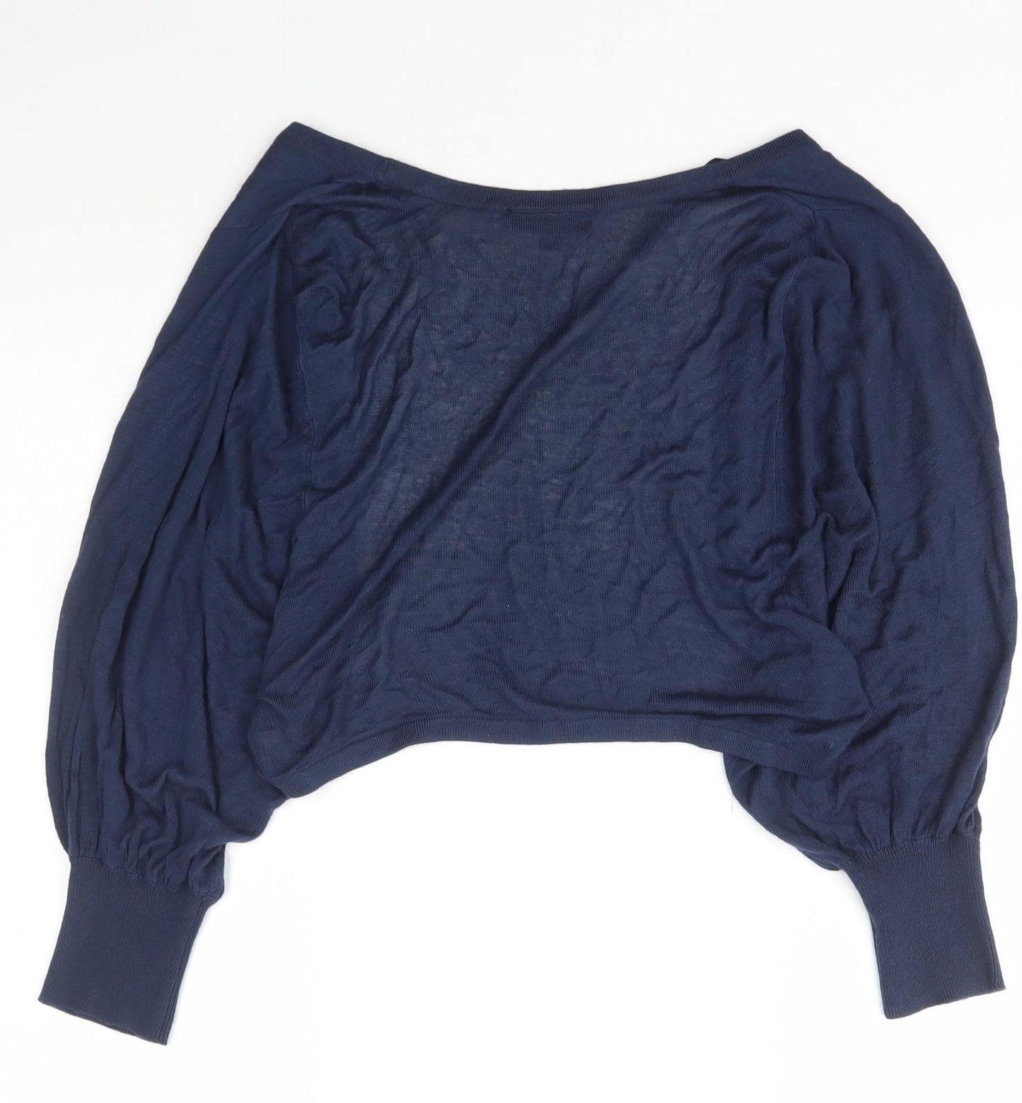 Warehouse Womens Blue Scoop Neck  Viscose Cardigan Jumper Size 10