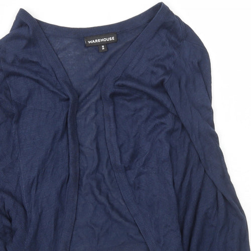 Warehouse Womens Blue Scoop Neck  Viscose Cardigan Jumper Size 10